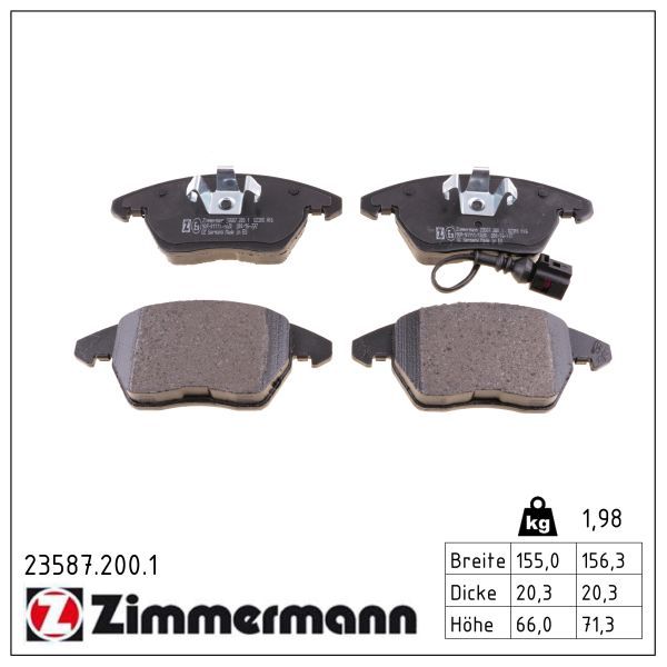 Zimmermann 235872001 Колодки гальмівні дискові передні