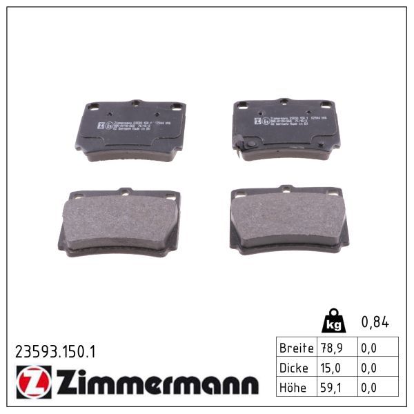 Zimmermann 235931501 Колодки гальмівні дискові, к-кт