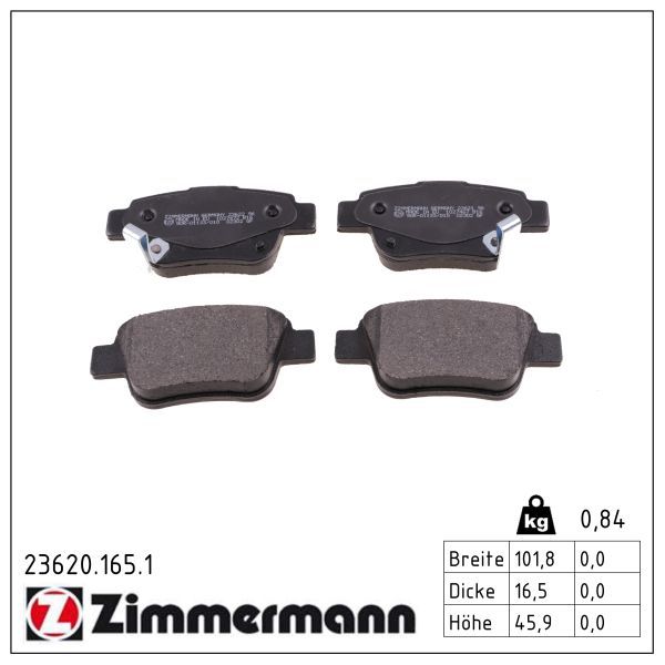 Zimmermann 236201651 Колодки гальмівні дискові задні