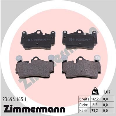 Zimmermann 236941651 Колодки гальмівні дискові, к-кт