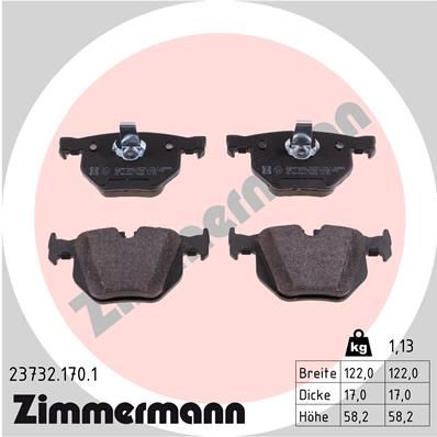 Zimmermann 237321701 Колодки гальмівні дискові задні к-кт