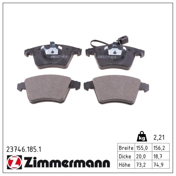 Zimmermann 237461851 Колодки гальмівні дискові, к-кт