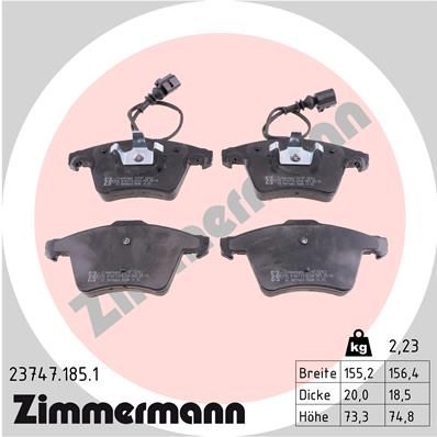Zimmermann 237471851 колодки гальмівні дискові, к-кт