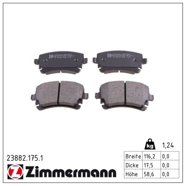 Zimmermann 238821751 Колодки гальмівні дискові, к-кт