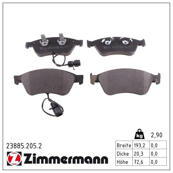 Zimmermann 238852052 Колодки гальмівні дискові, к-кт