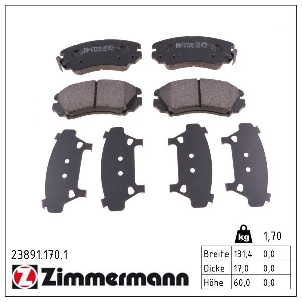 Zimmermann 238911701 Колодки гальмівні дискові, комплект
