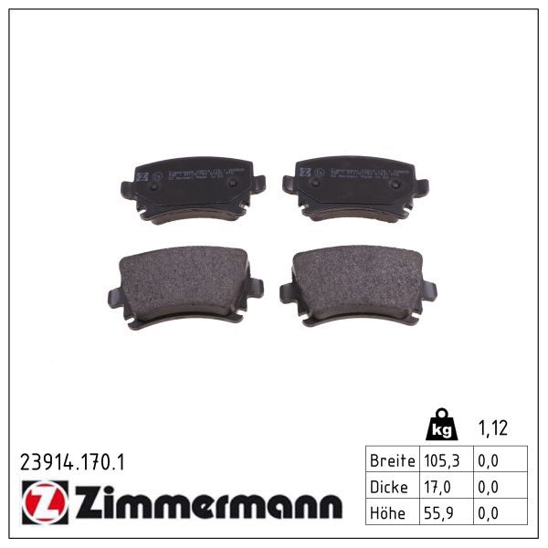 Zimmermann 239141701 Колодки гальмівні Дискові, к-кт