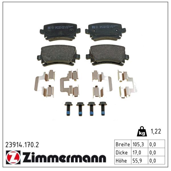 Zimmermann 239141702 Колодки гальмівні Дискові задні