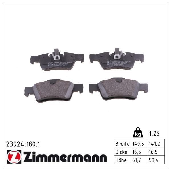 Zimmermann 239241801 Колодки гальмівні дискові, к-кт