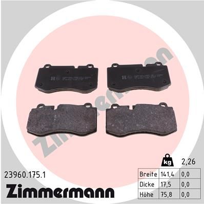 Zimmermann 239601751 Колодки гальмівні дискові, к-кт