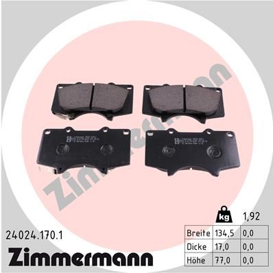 Zimmermann 240241701 Колодки гальмівні дискові, к-кт