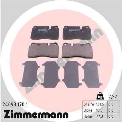 Zimmermann 240981701 Колодки гальмівні дискові, комплект