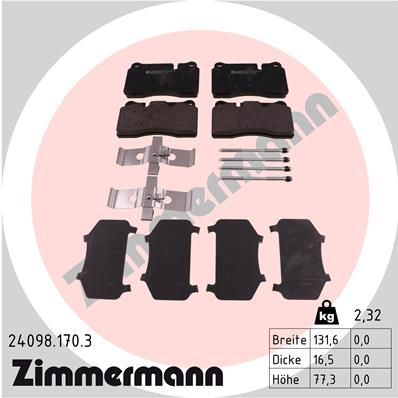 Zimmermann 240981703 Колодки гальмівні (передні) VW Touareg 02- (Brembo) (з аксесуарами)