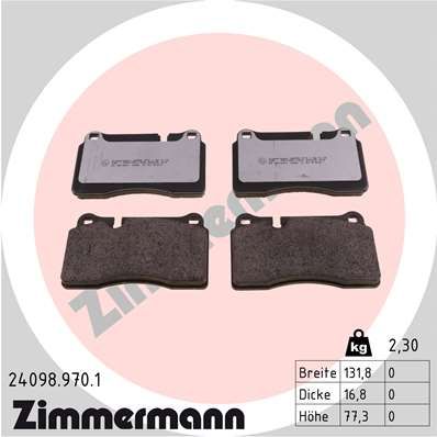 Zimmermann 240989701 Колодки гальмівні дискові, комплект