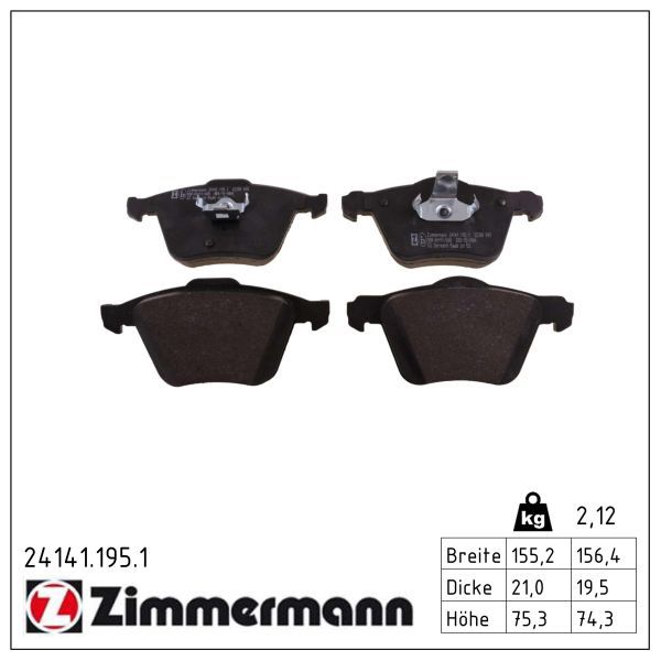 Zimmermann 241411951 Колодки гальмiвнi дискові, к-кт