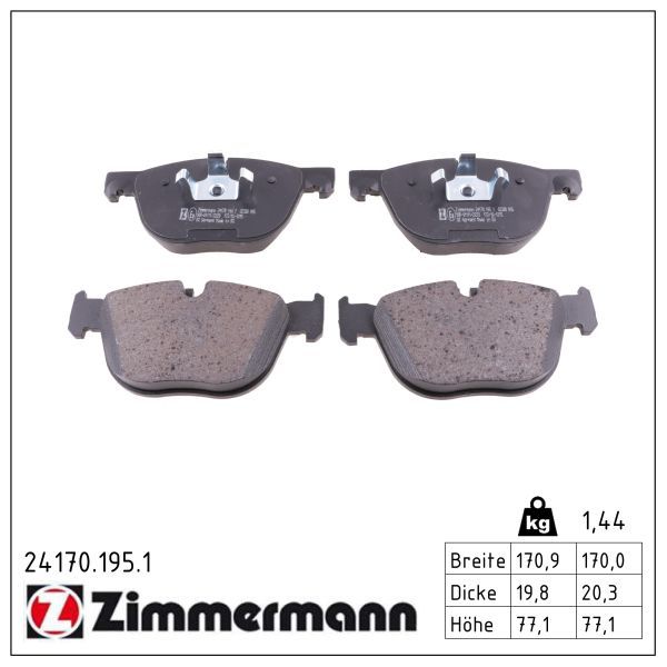 Zimmermann 241701951 Колодки гальмівні дискові комплект передні