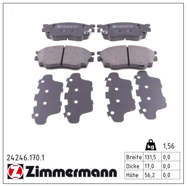 Zimmermann 242461701 колодки гальмівні дискові, к-кт