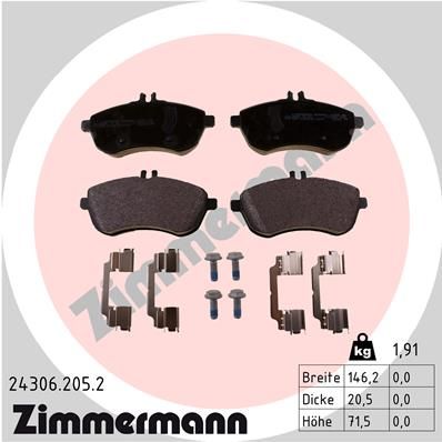Zimmermann 243062052 Колодки гальмівні дискові комплект