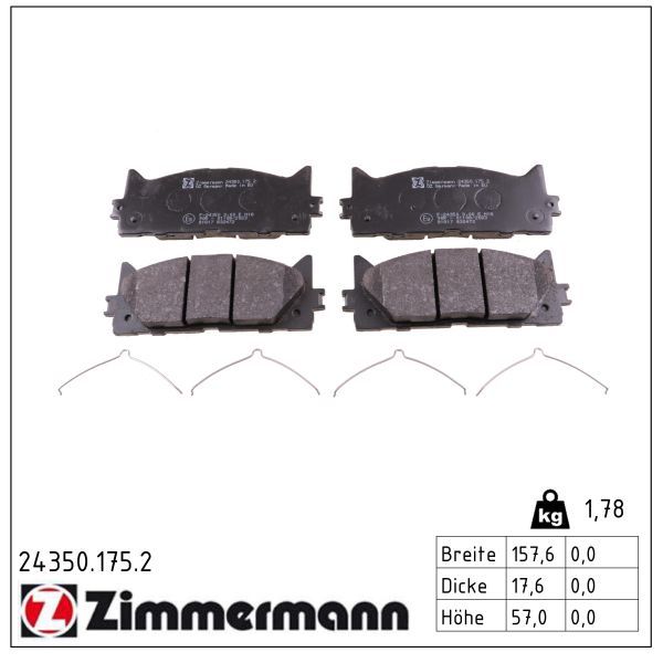 Zimmermann 243501752 Колодки гальмівні дискові, комплект передній