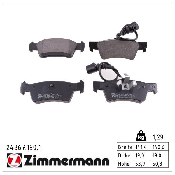 Zimmermann 243671901 Колодки гальмівні дискові, к-кт