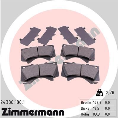 Zimmermann 243861801 Колодки гальмівні дискові, комплект