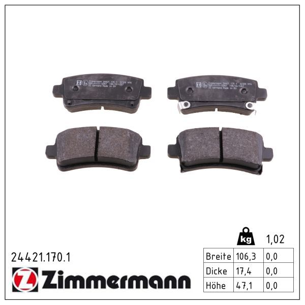 Zimmermann 244211701 Колодки гальмівні дискові комплект