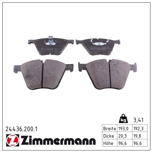 Zimmermann 244362001 Колодки гальмівні дискові, к-кт