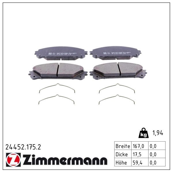 Zimmermann 244521752 Колодки гальмівні дискові, к-кт