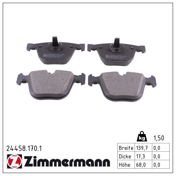 Zimmermann 244581701 Колодки гальмівні (задні) BMW X5 (E70/F15)/ X6 (E71/F16) 09- (Ate)