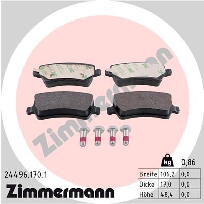 Zimmermann 244961701 Колодки гальмівні дискові, к-кт