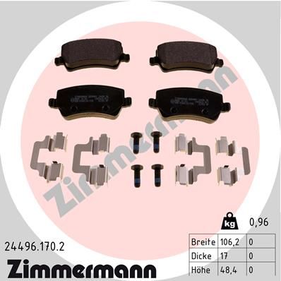 Zimmermann 244961702 Колодки гальмівні дискові, к-кт