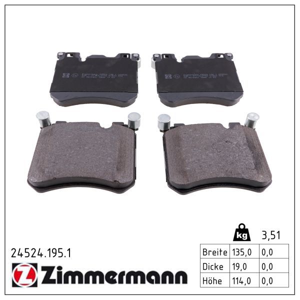 Zimmermann 245241951 Колодки гальмівні дискові, к-кт