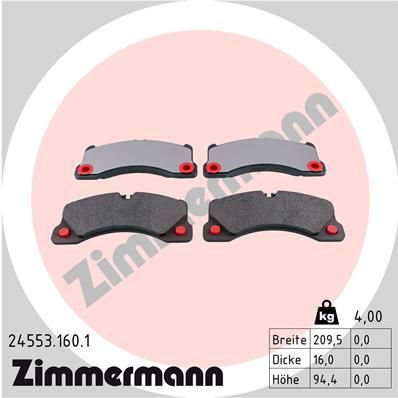 Zimmermann 245531601 Колодки гальмівні (передні) Porsche Cayenne 07-/VW Touareg 02- (Brembo)