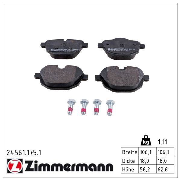Zimmermann 245611751 Колодки гальмівні дискові, комплект