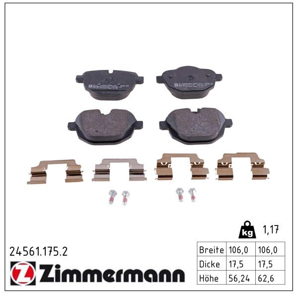 Zimmermann 245611752 Колодки гальмівні дискові, к-кт