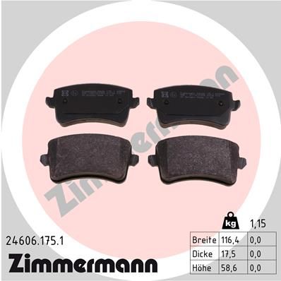 Zimmermann 246061751 Колодки гальмівні дискові, комплект (без датчика) задні