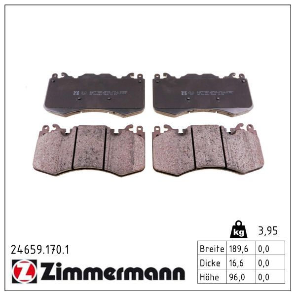 Zimmermann 246591701 Колодки гальмівні (передні) Land Rover Range Rover/Discovery V 09- (Brembo)