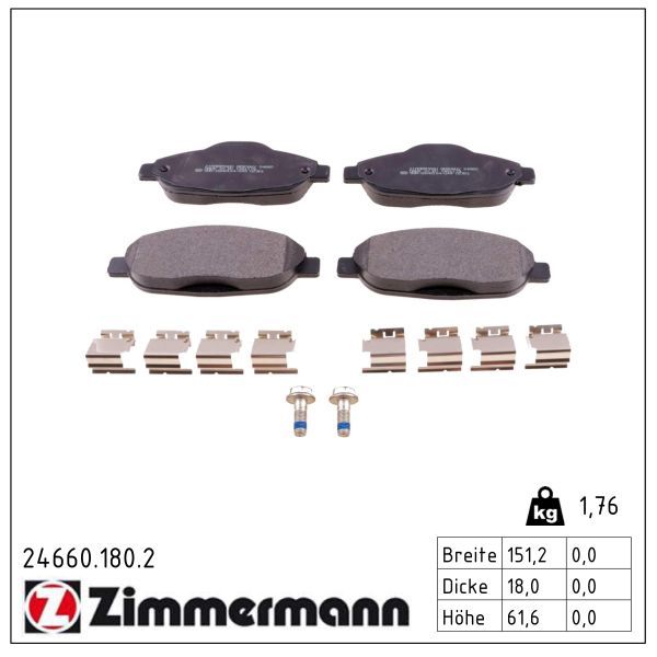 Zimmermann 246601802 Колодки гальмівні дискові, к-кт