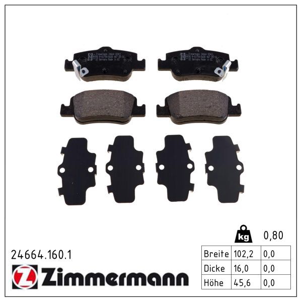 Zimmermann 246641601 Колодки гальмівні дискові, комплект