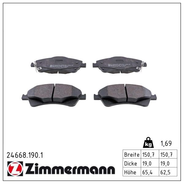 Zimmermann 246681901 Колодки гальмівні дискові, к-кт