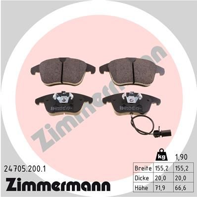 Zimmermann 247052001 Колодки гальмівні дискові, комплект