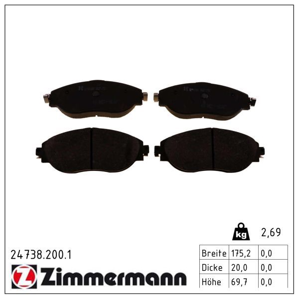 Zimmermann 247382001 Колодки гальмівні дискові, комплект