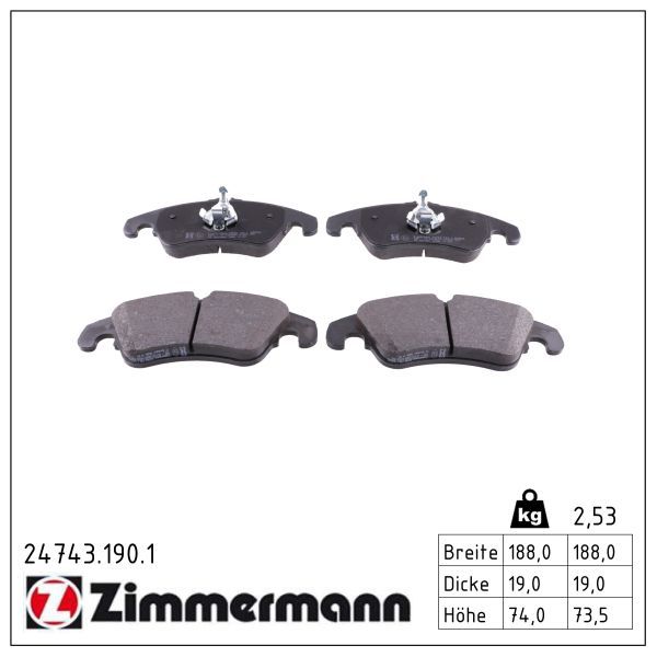 Zimmermann 247431901 Колодки гальмівні дискові, комплект передній