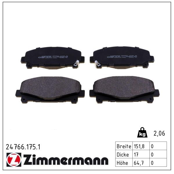 Zimmermann 247661751 Колодки гальмівні Дискові, к-кт