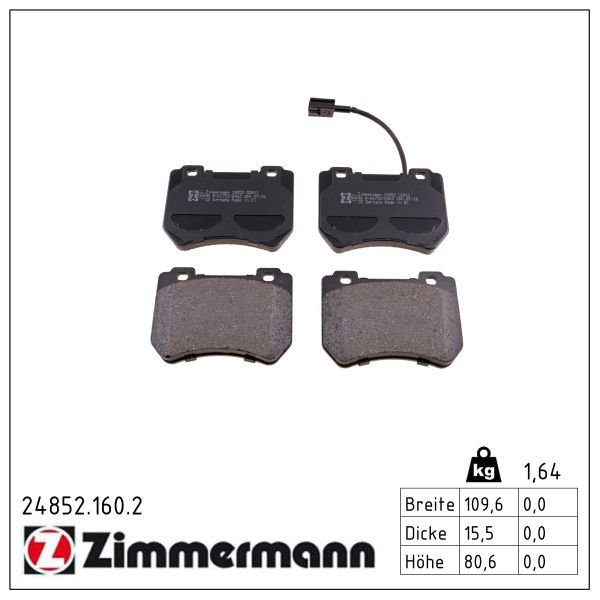 Zimmermann 248521602 колодки гальмівні дискові, к-кт