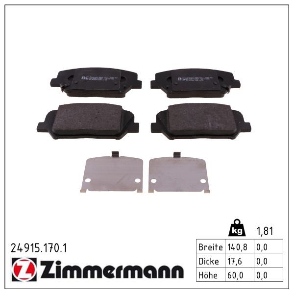 Zimmermann 249151701 Колодки гальмівні (передні) Hyundai Veloster/I30/ Kia Ceed 11- (Sumitomo)