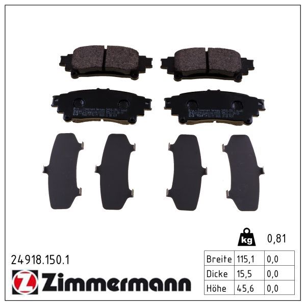 Zimmermann 249181501 Колодки гальмівні Дискові, к-кт