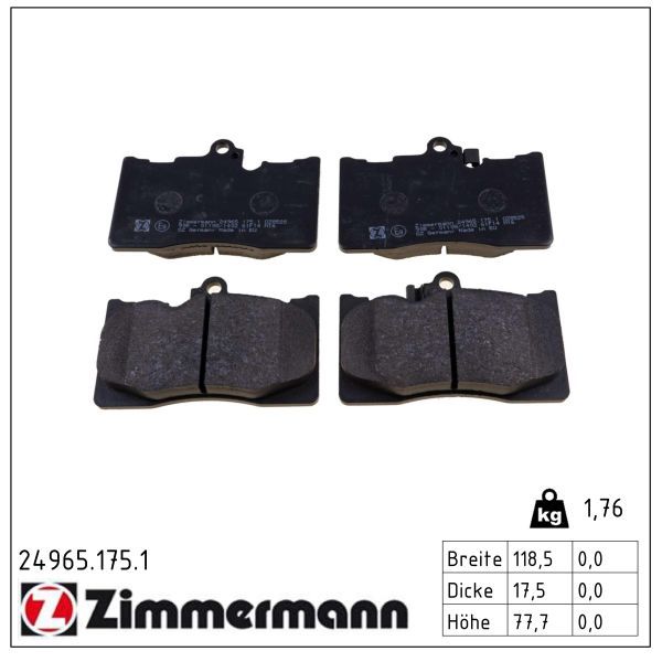 Zimmermann 249651751 Колодки гальмівні (передні) Lexus GS 05-/IS III//RC 09- (Advics)