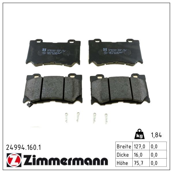 Zimmermann 249941601 Колодки гальмівні дискові, к-кт