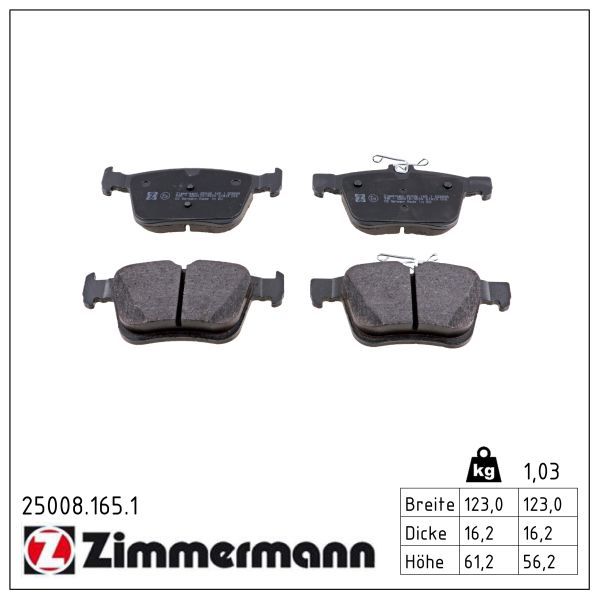 Zimmermann 250081651 Колодки гальмівні задні